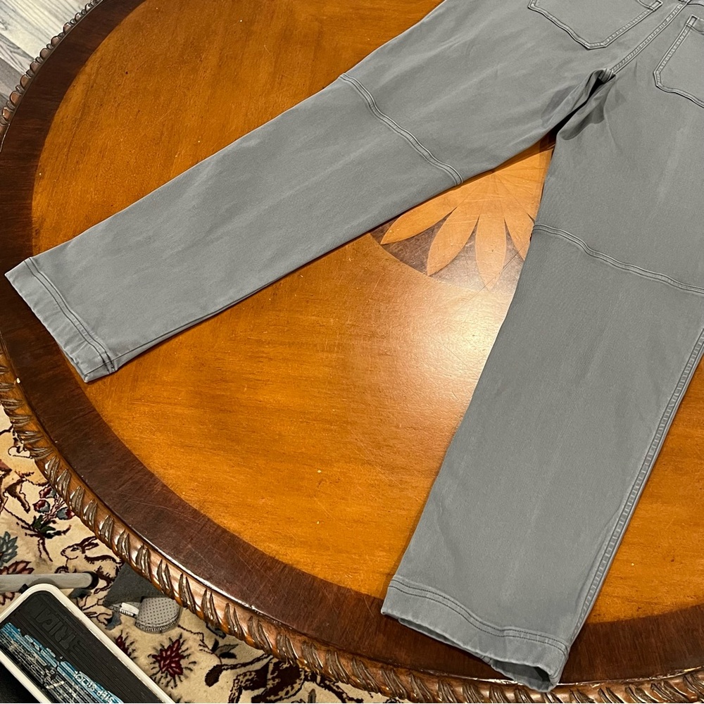 SPANX Stretch Twill Straight Leg Pant Hazy Blue Gray Large Pull On Relaxed - Picture 9 of 16
